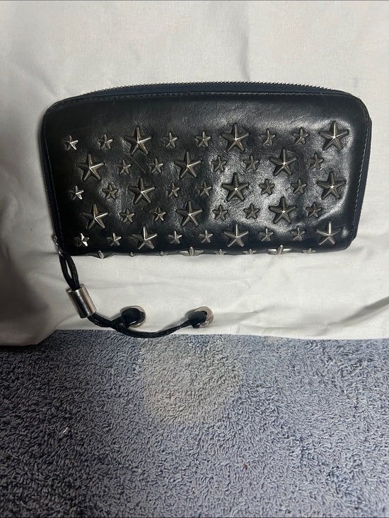 Handbags - Jimmy Choo Black Star-Stud Leather Zip Wallet